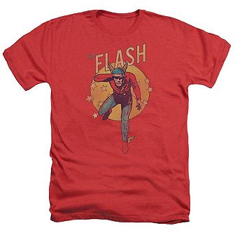 Dc Comics Flash Circle & Stars Adult Heather T-shirt