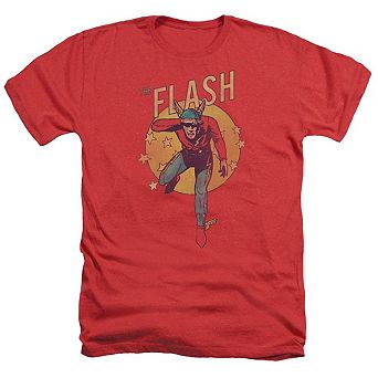 Dc Comics Flash Circle & Stars Adult Heather T-shirt