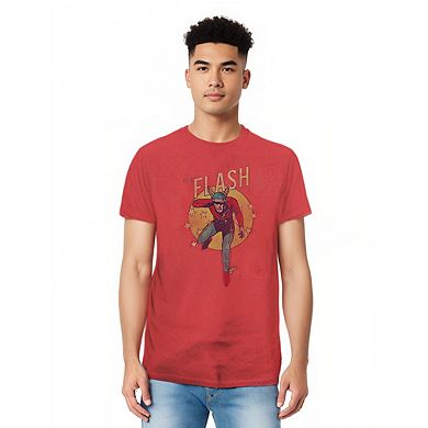 Dc Comics Flash Circle & Stars Adult Heather T-shirt