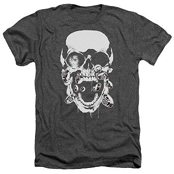 Green Lantern Black Lantern Skull Adult Heather T-shirt