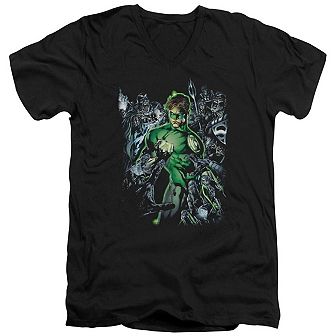 Green Lantern Surrounded By Death Short Sleeve Adult V Neck T-shirt