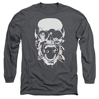 Green Lantern Black Lantern Skull Long Sleeve Adult T-shirt