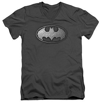 Batman Duct Tape Logo Short Sleeve Adult V Neck T-shirt