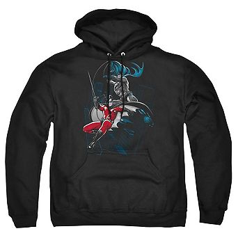 Batman Black And White Adult Pull Over Hoodie