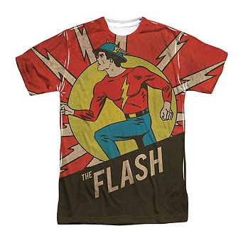Dc Comics Flash Vintage Comic Flash Short Sleeve Adult Poly Crew T-shirt
