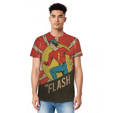 Dc Comics Flash Vintage Comic Flash Short Sleeve Adult Poly Crew T-shirt