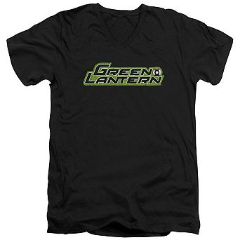 Green Lantern Scribble Title Short Sleeve Adult V Neck T-shirt