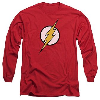Justice League Of America Flash Logo Long Sleeve Adult T-shirt