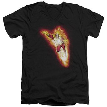 Justice League Of America Firestorm Blaze Short Sleeve Adult V Neck T-shirt