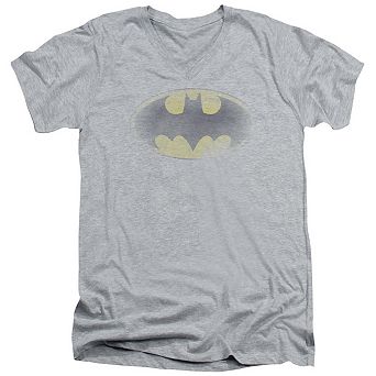 Batman Faded Logo Short Sleeve Adult V Neck T-shirt