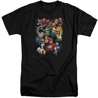 Justice League Of America The Leagues All Here Short Sleeve Adult Tall T-shirt