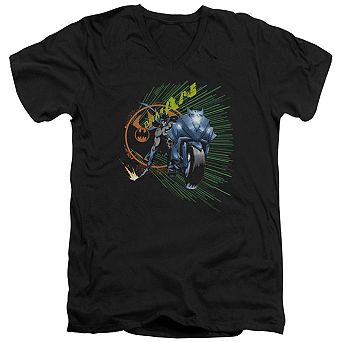 Batman Batcycle Short Sleeve Adult V Neck T-shirt