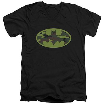 Batman Camo Logo Short Sleeve Adult V Neck T-shirt
