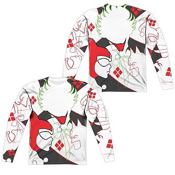 Dc Comics Joker/harley Inline Long Sleeve Adult Poly Crew T-shirt