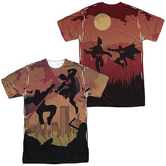 Batman V Superman Silhouette Fight Short Sleeve Adult Poly Crew T-shirt
