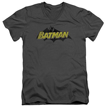 Batman Classic Comic Logo Short Sleeve Adult V Neck T-shirt