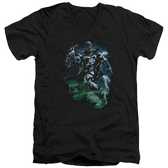 Green Lantern Black Lantern Batman Short Sleeve Adult V Neck T-shirt