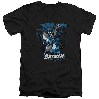Justice League Of America Batman Blue & Gray Short Sleeve Adult V Neck T-shirt