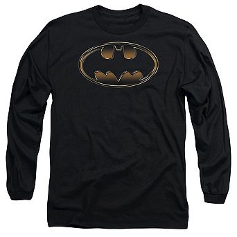 Batman Black & Gold Embossed Long Sleeve Adult T-shirt