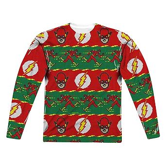 Dc Comics Flash Ugly Flash Long Sleeve Adult Poly Crew T-shirt