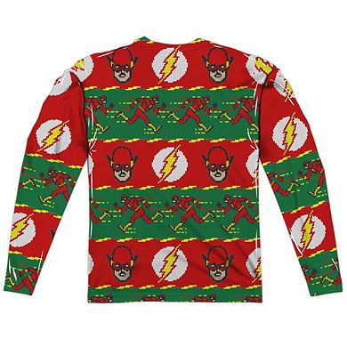 Dc Comics Flash Ugly Flash Long Sleeve Adult Poly Crew T-shirt