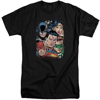 Justice League Of America Up Close And Personal Short Sleeve Adult Tall T-shirt