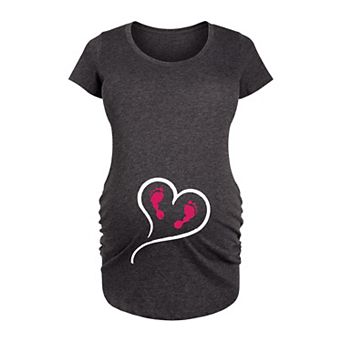 Maternity Heart Footprints Graphic Tee