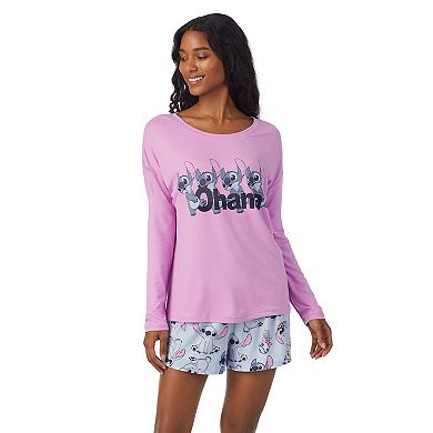 Women's Disney's Lilo & Stitch Long Sleeve Pajama Top & Pajama Shorts Set