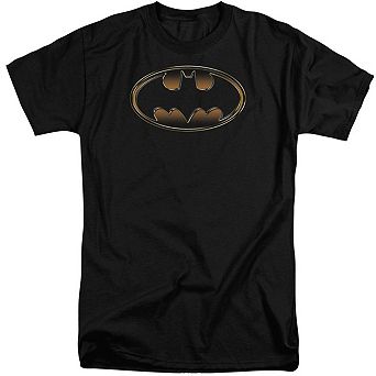 Batman Black & Gold Embossed Shield Short Sleeve Adult Tall T-shirt