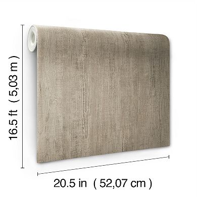 RoomMates Dimensional Natural Wood Cream Peel and Stick Wallpaper