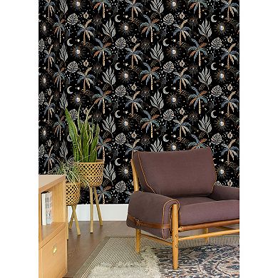 RoomMates Nuit Tropicale Blue Peel & Stick Wallpaper