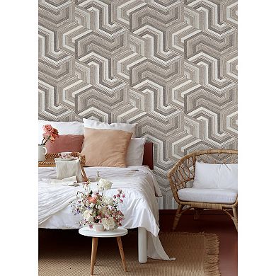 RoomMates Geo Puzzle Faux-Grasscloth Peel & Stick Wallpaper