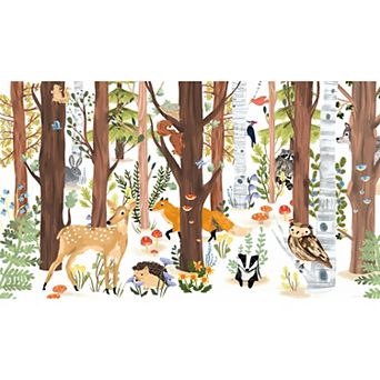 RoomMates Forest Animal Hide and Seek Brown Peel & Stick Wall Mural