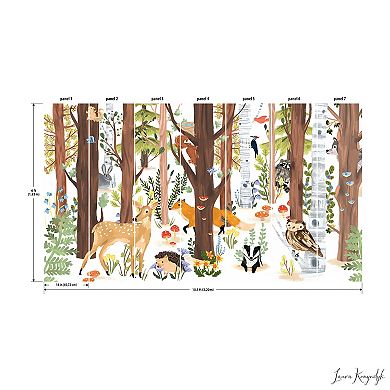 RoomMates Forest Animal Hide and Seek Brown Peel & Stick Wall Mural
