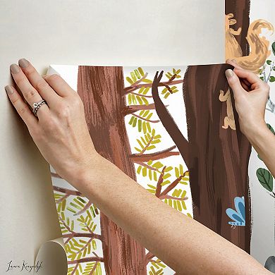 RoomMates Forest Animal Hide and Seek Brown Peel & Stick Wall Mural