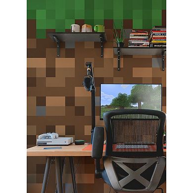 RoomMates Minecraft Blocks Green Peel & Stick Wall Mural