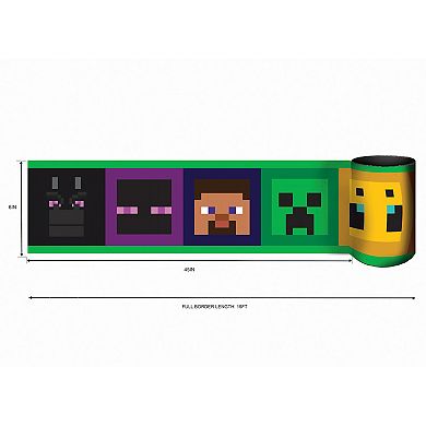RoomMates Minecraft Iconic Faces Black Peel & Stick Border