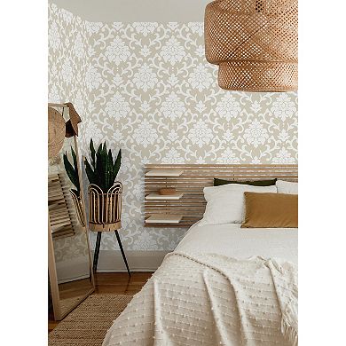 RoomMates Damask Taupe Peel & Stick Wallpaper