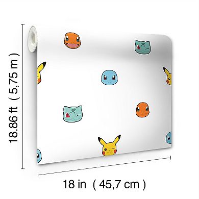 RoomMates Pokémon Character Faces Multicolor Peel & Stick Wallpaper
