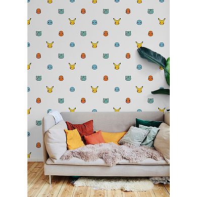 RoomMates Pokémon Character Faces Multicolor Peel & Stick Wallpaper