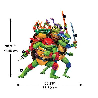 RoomMates Teenage Mutant Ninja Turtles Mutant Mayhem Group Giant Peel & Stick Wall Decals