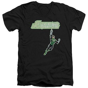 Green Lantern Energy Construct Logo Short Sleeve Adult V Neck T-shirt