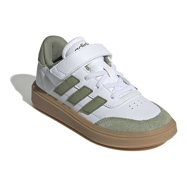 Adidas Courtblock Shoes Kids Cloud White Tent Green Gum 1