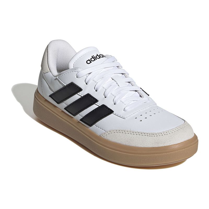 adidas Courtblock Kids' Leather Shoes, Boy's, Size: 7, Black Footwear White