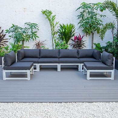 LeisureMod Chelsea 6-Piece Patio Sectional Weathered Grey Aluminum With Cushions