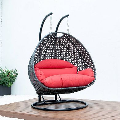 Leisuremod Charcoal Wicker Hanging 2 Person Egg Swing Chair