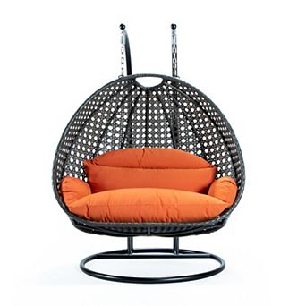 Leisuremod Charcoal Wicker Hanging 2 Person Egg Swing Chair