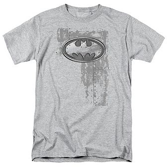Batman Rivited Metal Logo Short Sleeve Adult T-shirt