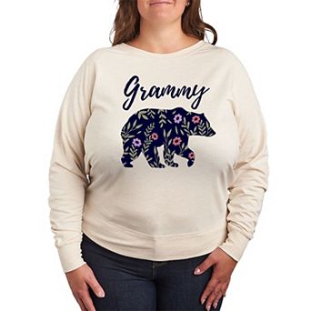 Plus Size Bear Grammy French Terry Long Sleeve Tee