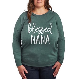 Plus Size Blessed Nana French Terry Long Sleeve Tee
